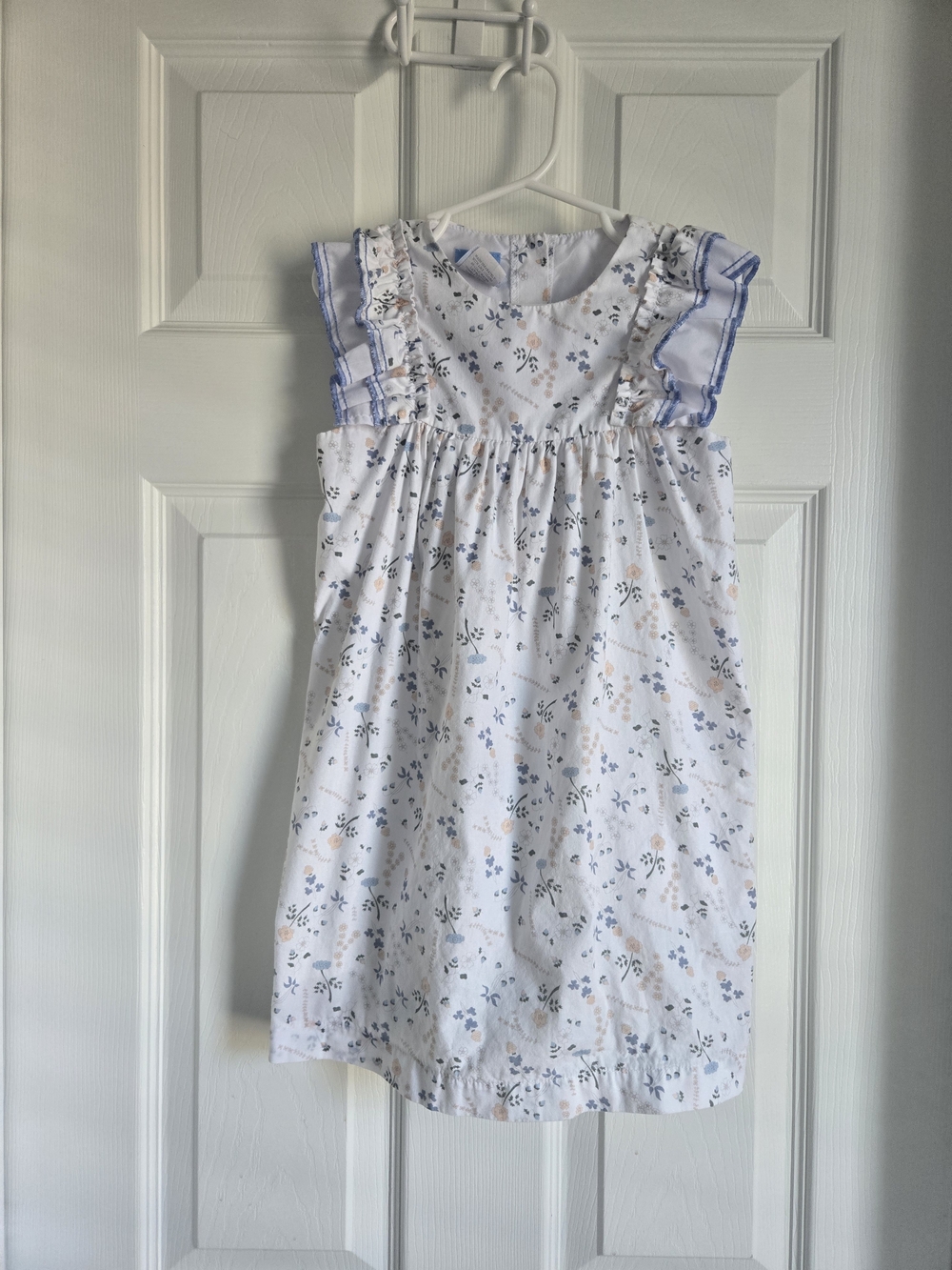 bella bliss White Dress with Blue and Blush Floral Print